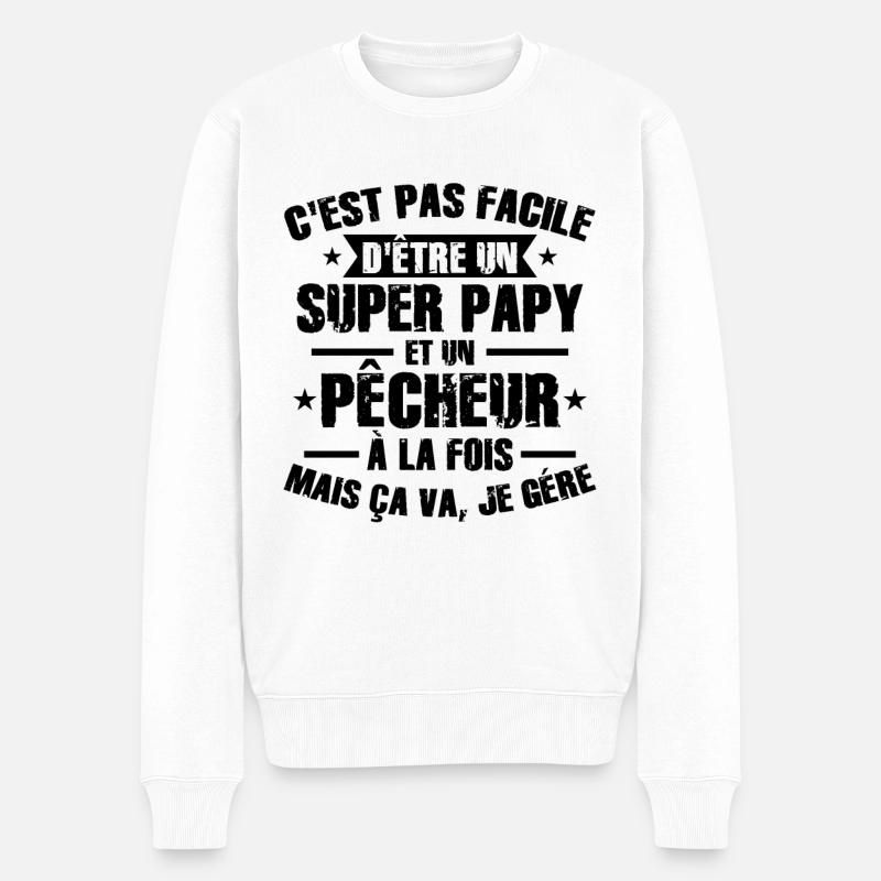 Super Opa und Fischer - Männer Premium Bio Pullover - Weiß