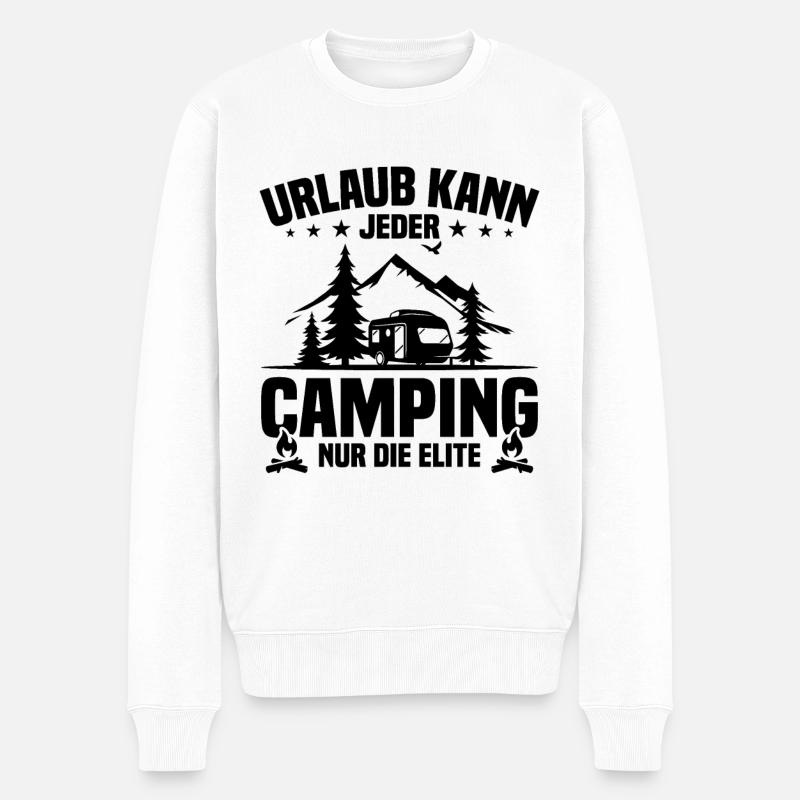 Urlaub Kann Jeder Camping nur Die Elite - Männer Premium Bio Pullover - Weiß