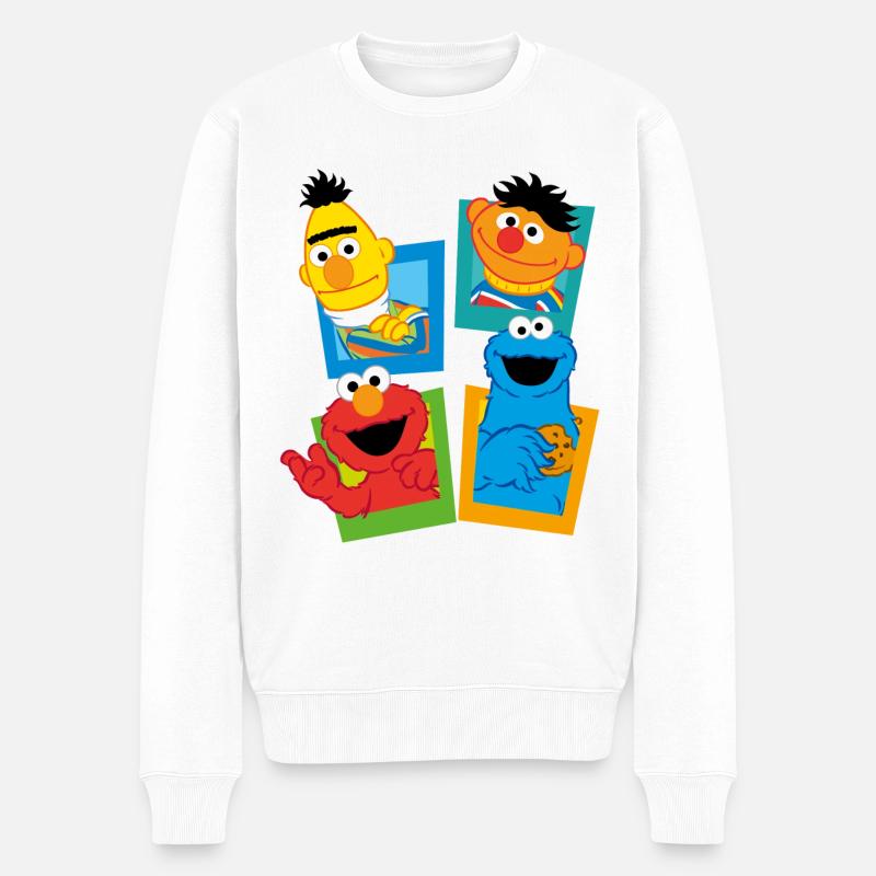 Sesamstraße Schild Ernie und Bert - Männer Premium Bio Pullover - Weiß