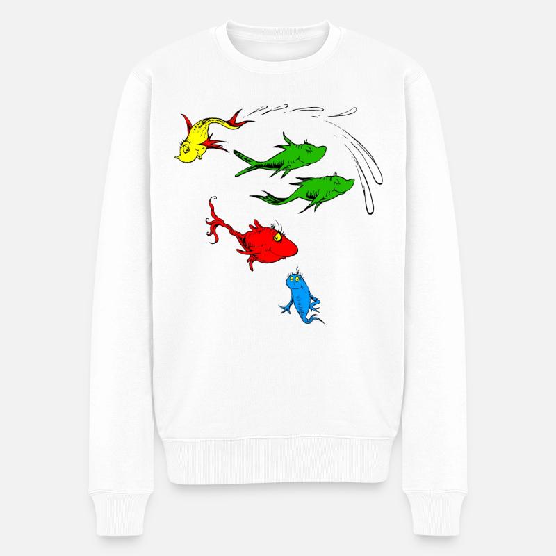 Fisch-Grafik - Männer Premium Bio Pullover - Weiß