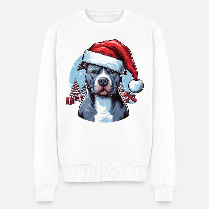 Pitbull Weihnachtsgeschenke - Männer Premium Bio Pullover - Weiß