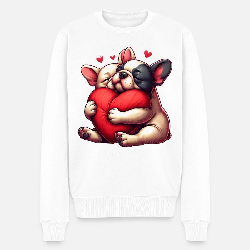 Cadeaux de Saint-Valentin Frenchie - Pull Premium bio Homme - blanc