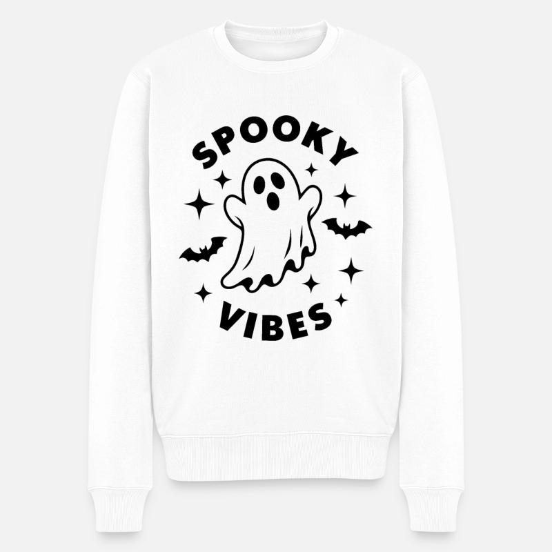 Gruselige Vibes - Männer Premium Bio Pullover - Weiß