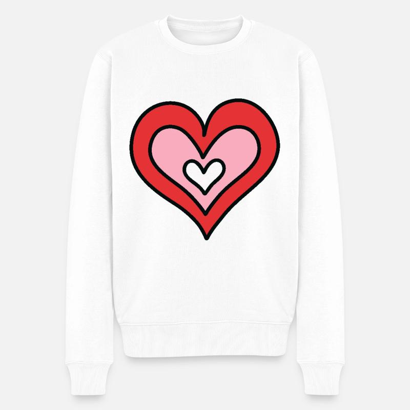 Handgezeichnetes Herz - Männer Premium Bio Pullover - Weiß