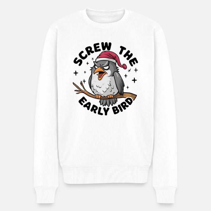 Der frühe Vogel kann mich mal - Männer Premium Bio Pullover - Weiß