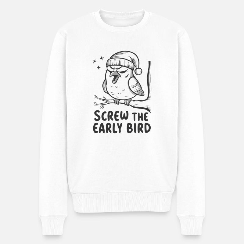 Le lève-tôt peut m’emmener - Pull Premium bio Homme - blanc