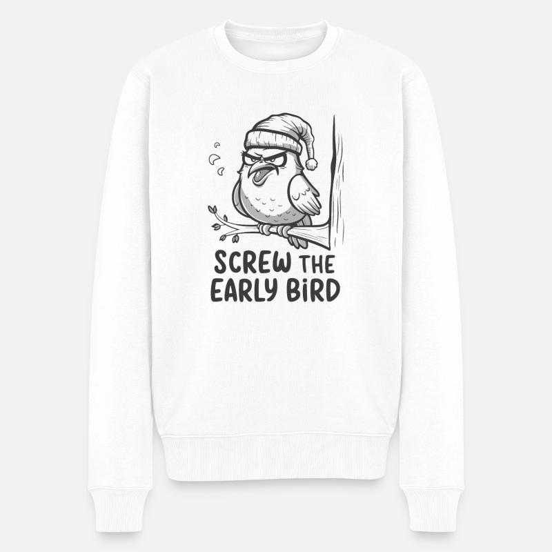 Der frühe Vogel kann mich mal - Männer Premium Bio Pullover - Weiß