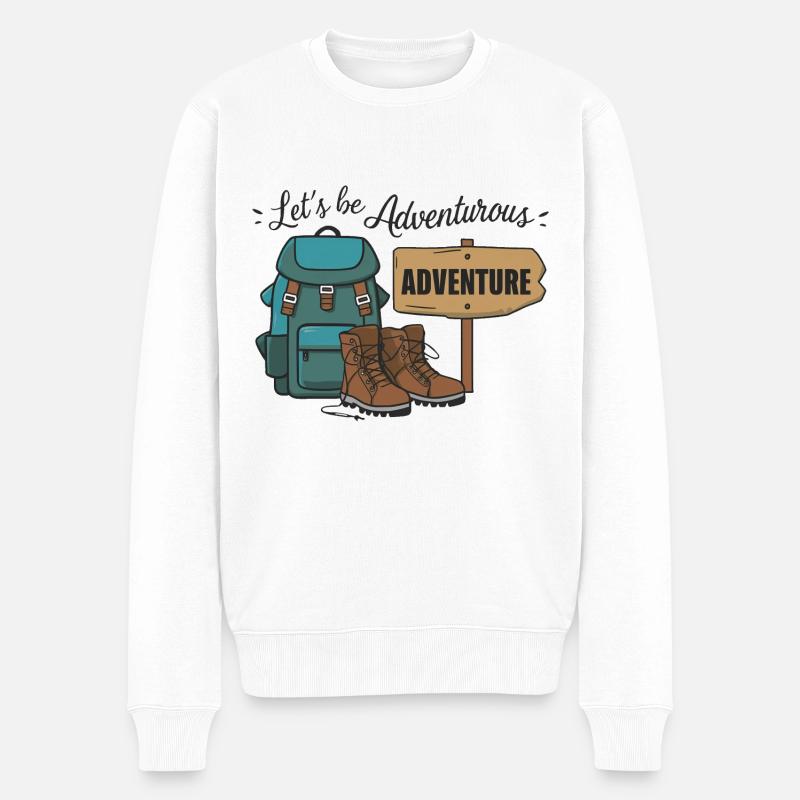 Lass uns abenteuerlich sein. - Männer Premium Bio Pullover - Weiß