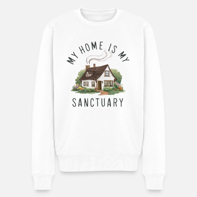 Ma maison est mon refuge. - Pull Premium bio Homme - blanc