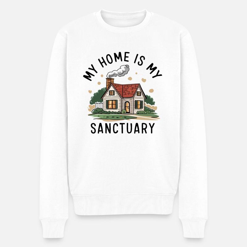 Ma maison est mon refuge. - Pull Premium bio Homme - blanc