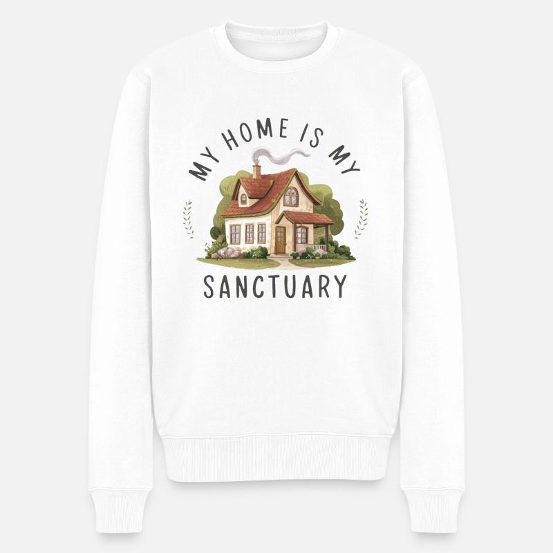 Ma maison est mon refuge. - Pull Premium bio Homme - blanc