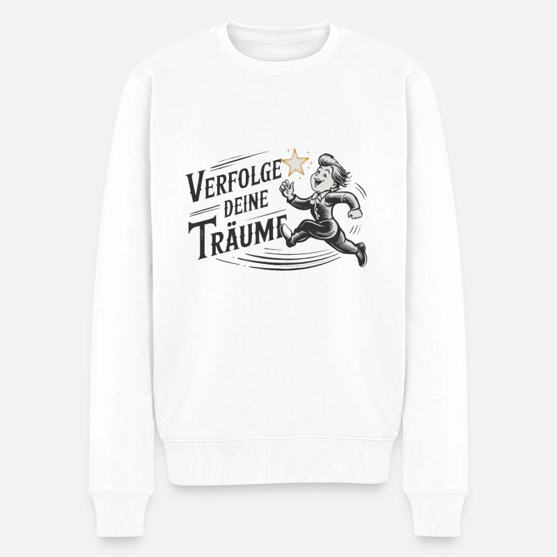Verfolge deine Träume - Männer Premium Bio Pullover - Weiß
