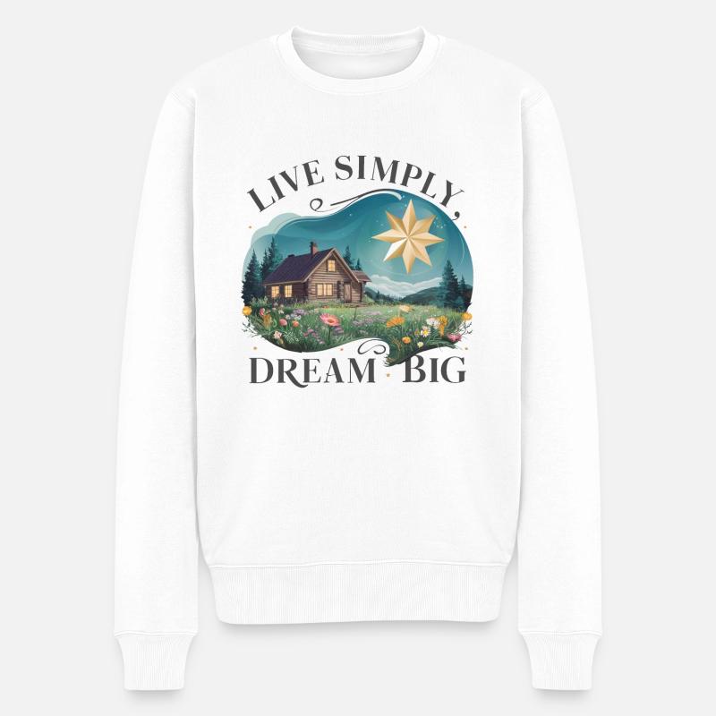 Vivre simplement, rêver grand - Pull Premium bio Homme - blanc