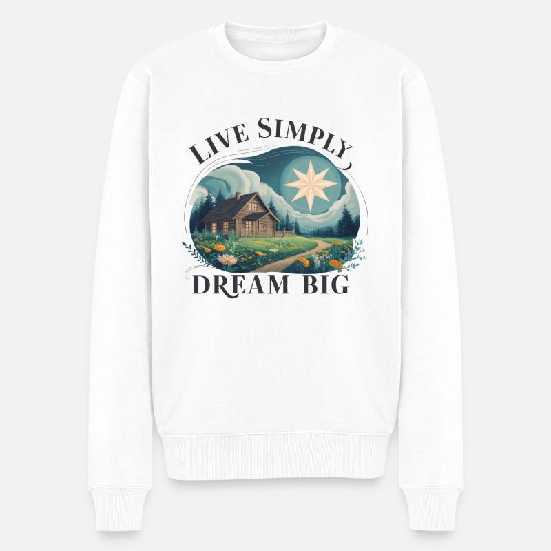 Vivre simplement, rêver grand - Pull Premium bio Homme - blanc