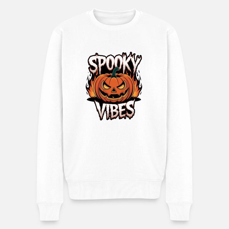 Spooky Jack-o'-lantern – Spooky Vibes - Pull Premium bio Homme - blanc