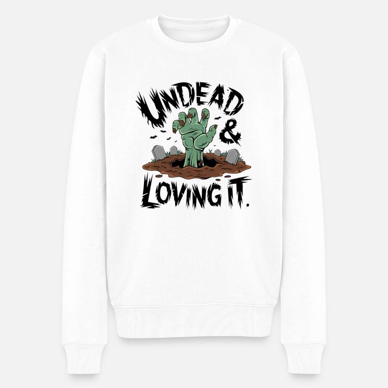 Zombie-Hand - Undead & Loving It - Männer Premium Bio Pullover - Weiß