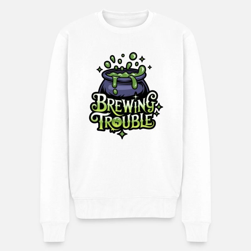 Hexenkessel – Brewing Trouble - Männer Premium Bio Pullover - Weiß