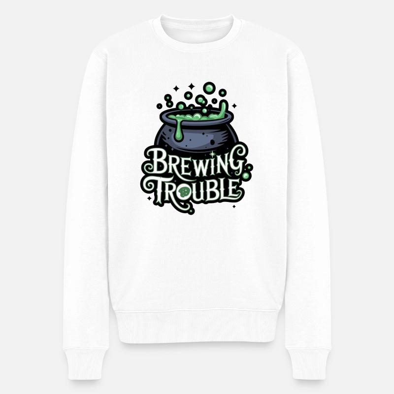 Hexenkessel – Brewing Trouble - Männer Premium Bio Pullover - Weiß