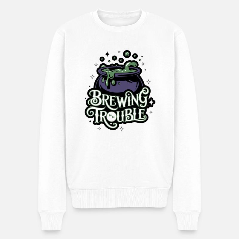 Hexenkessel – Brewing Trouble - Männer Premium Bio Pullover - Weiß