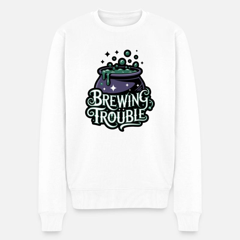 Hexenkessel – Brewing Trouble - Männer Premium Bio Pullover - Weiß
