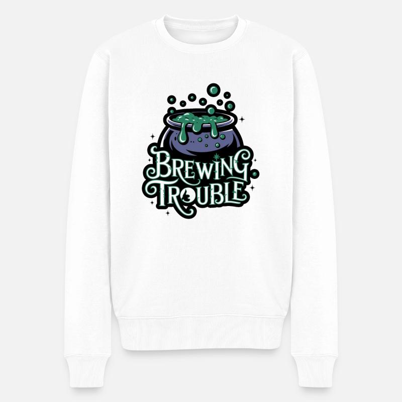 Hexenkessel – Brewing Trouble - Männer Premium Bio Pullover - Weiß