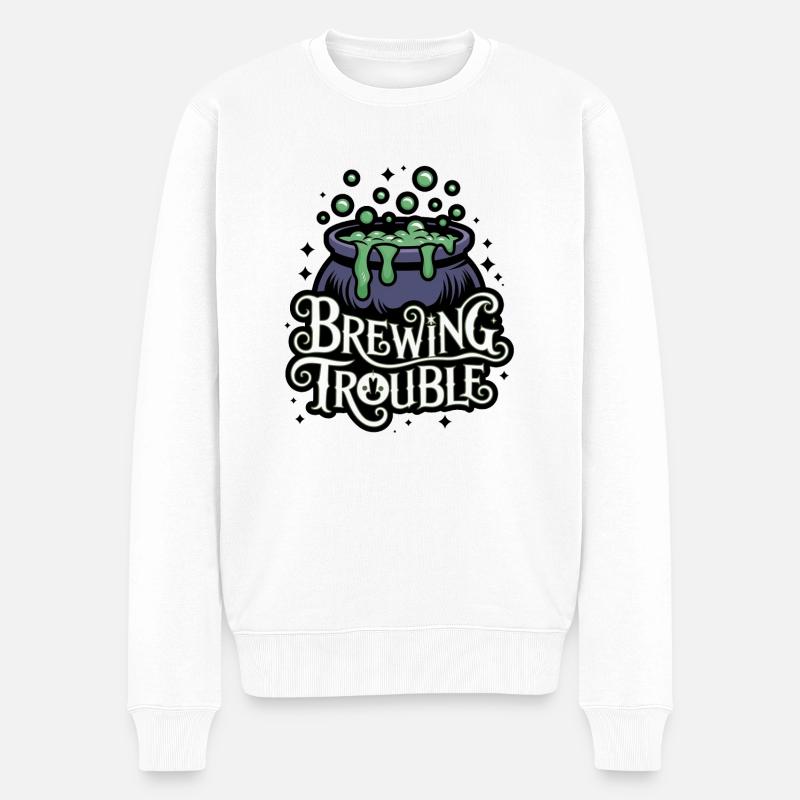 Hexenkessel – Brewing Trouble - Männer Premium Bio Pullover - Weiß