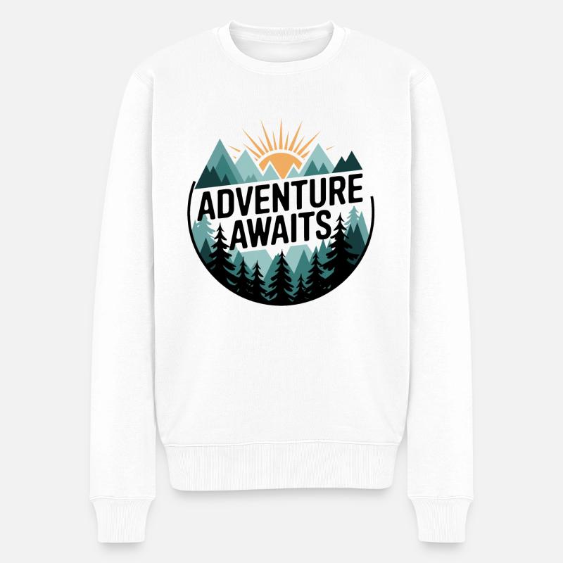 Adventure Awaits – Bergpanorama - Männer Premium Bio Pullover - Weiß