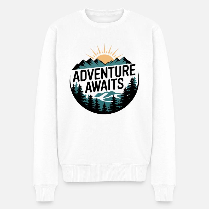 Adventure Awaits – Bergpanorama - Männer Premium Bio Pullover - Weiß