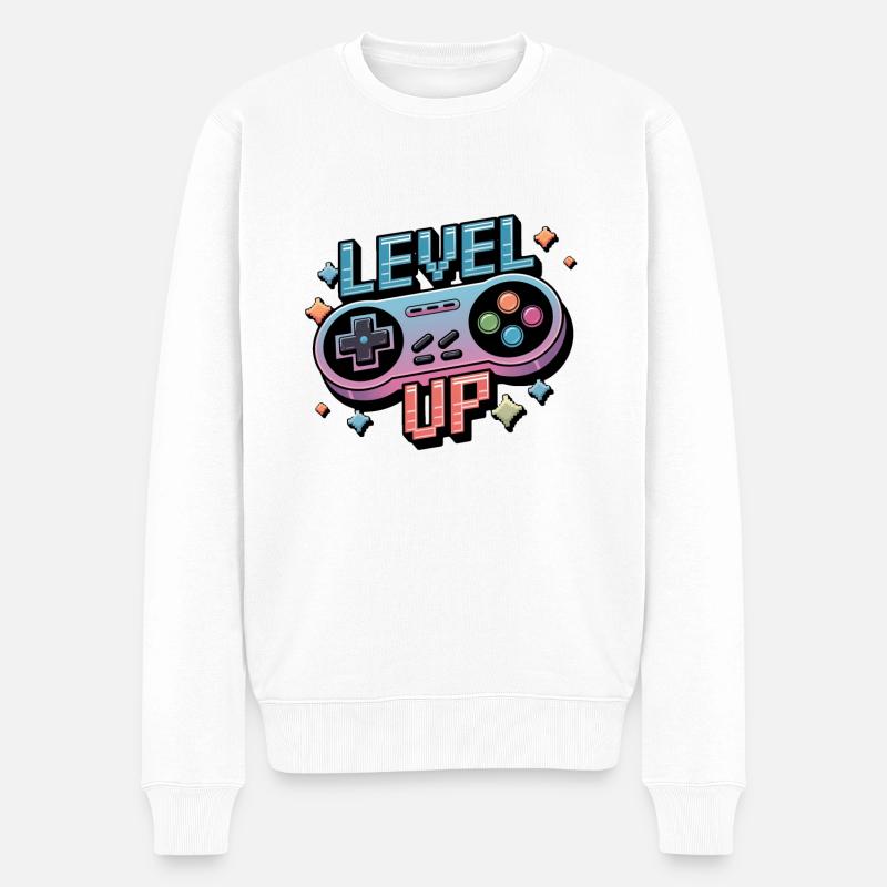 Level Up - Manette de jeu - Pull Premium bio Homme - blanc