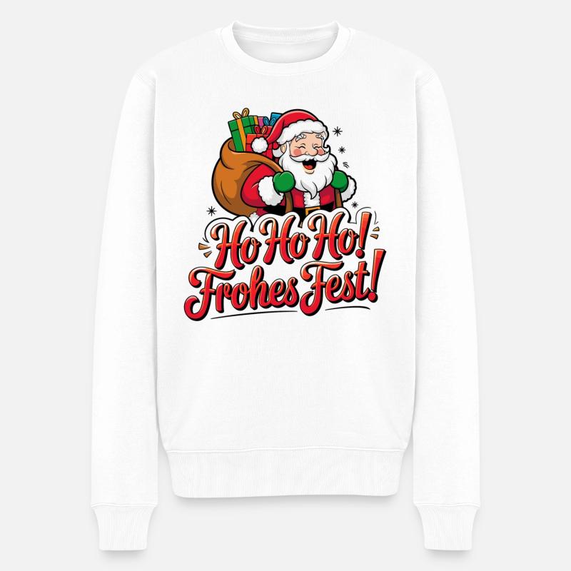 Weihnachtsmann – Ho Ho Ho! Frohes Fest - Männer Premium Bio Pullover - Weiß