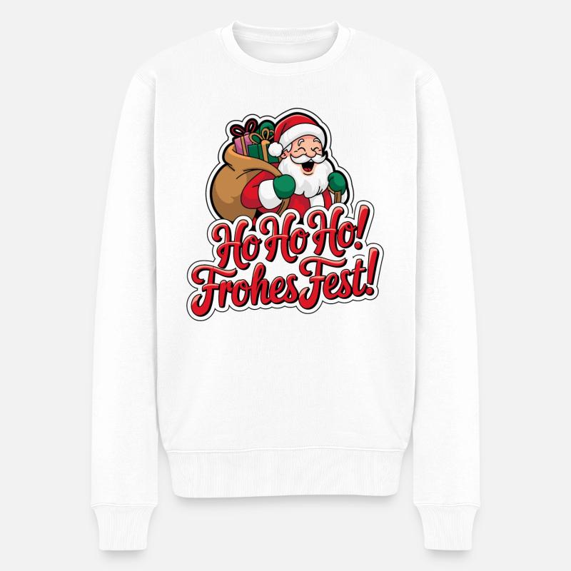 Weihnachtsmann – Ho Ho Ho! Frohes Fest - Männer Premium Bio Pullover - Weiß