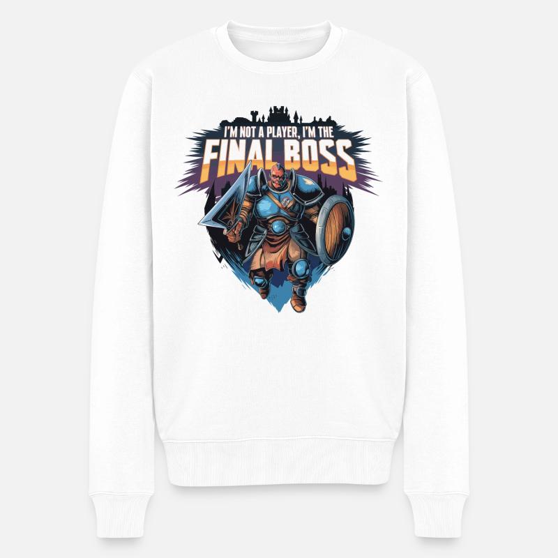 I'm the FinalBoss – Mächtiger Charakter - Männer Premium Bio Pullover - Weiß