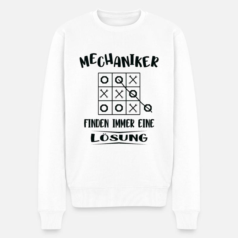 Mechaniker finden immer eine Lösung Kfz Werkstatt - Männer Premium Bio Pullover - Weiß