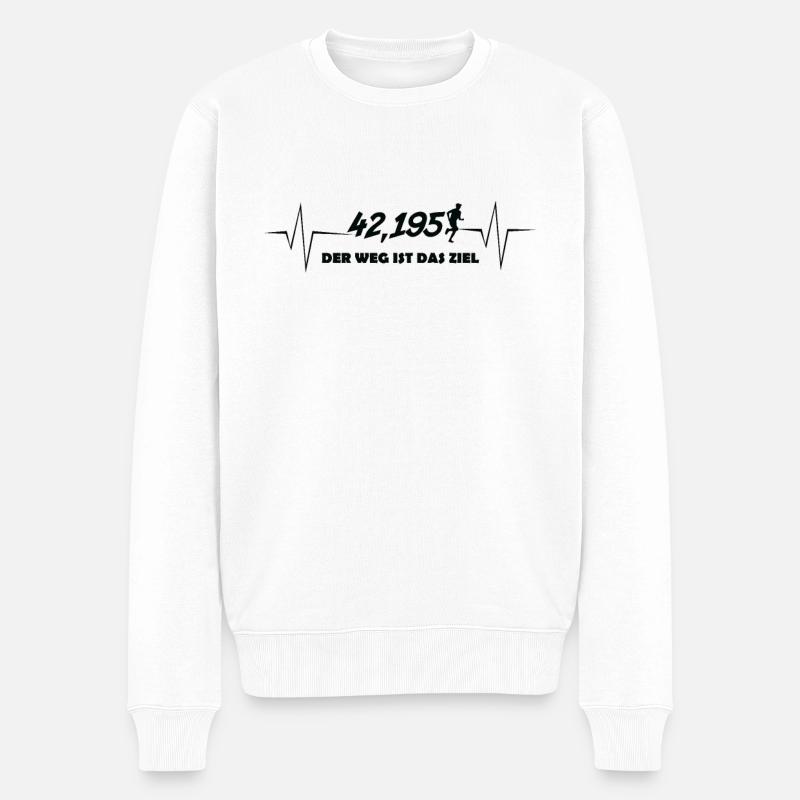 Marathon 42km Lauf Der Weg ist das Ziel - Männer Premium Bio Pullover - Weiß