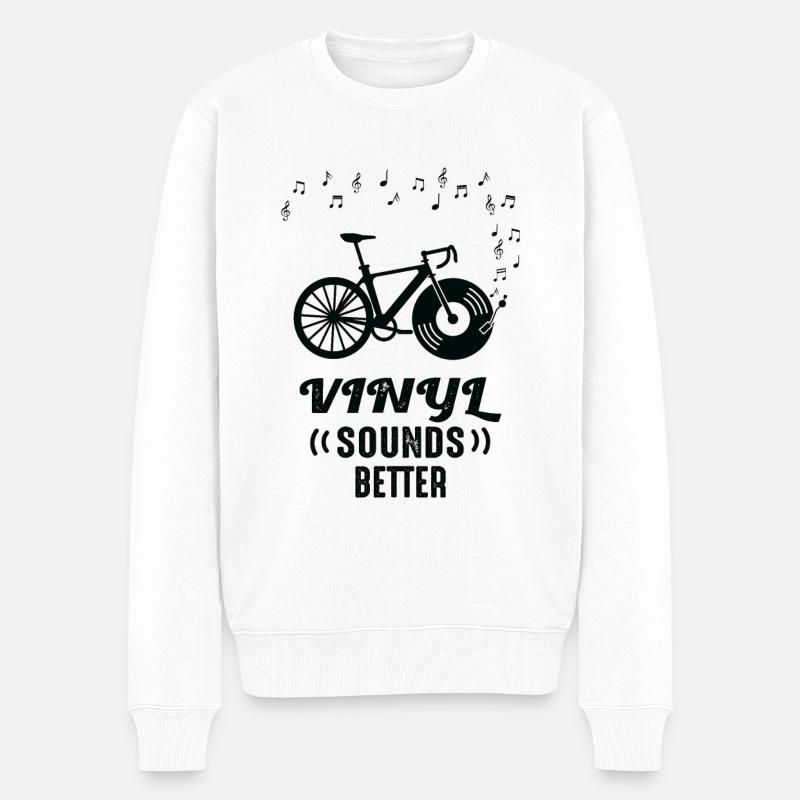 Vinyle Sonne mieux Vélo avec Record - Pull Premium bio Homme - blanc
