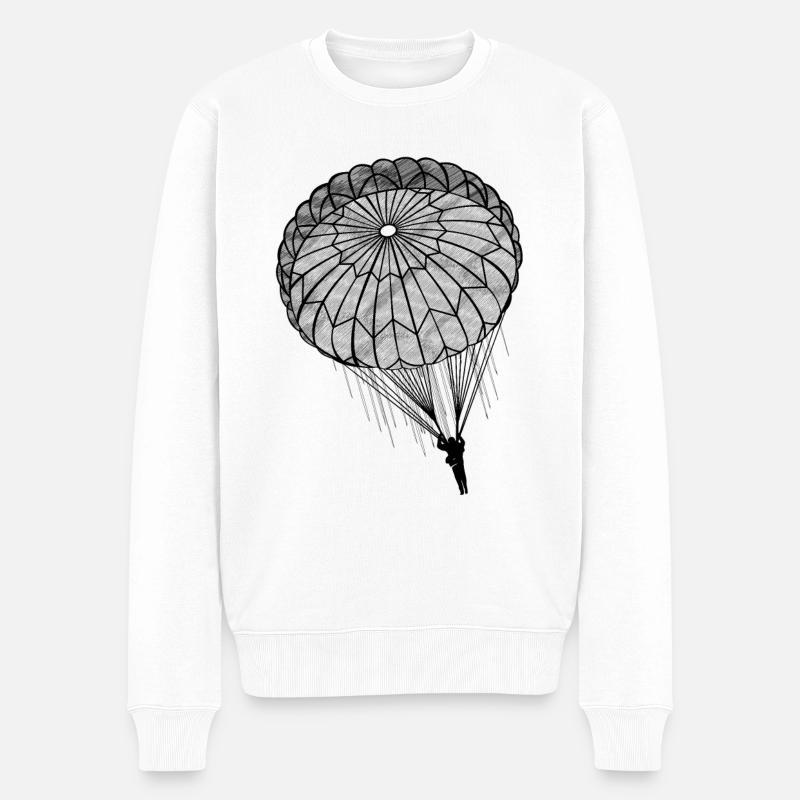 Fallschirmjäger Fallschirm Rundkappe Falli - Männer Premium Bio Pullover - Weiß