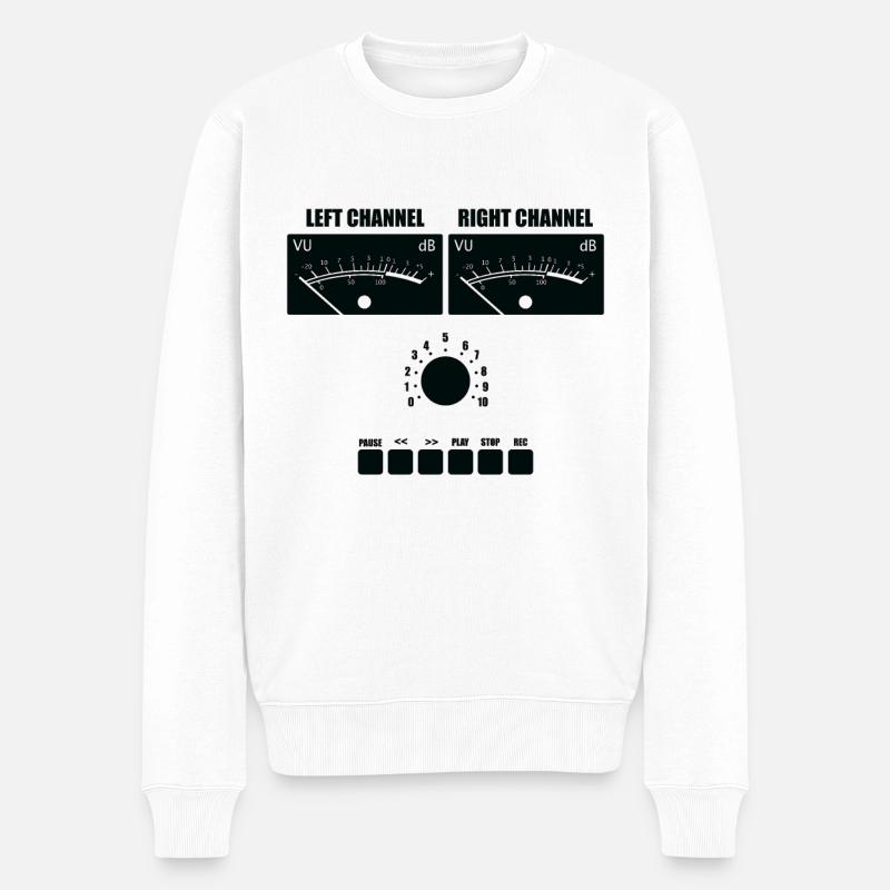 VU Meter Kassetten Tape Gesicht - Männer Premium Bio Pullover - Weiß
