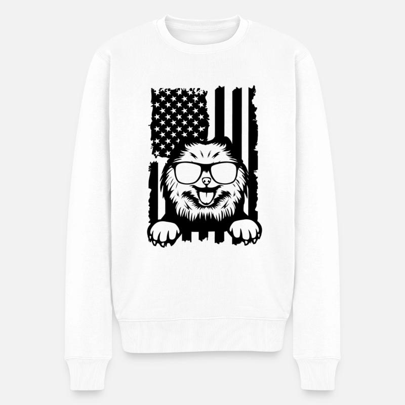 Spitz Pomeranian Zwergspitz Chien - Pull Premium bio Homme - blanc