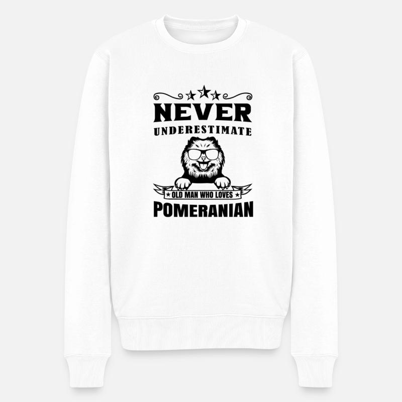 Spitz Pomeranian Zwergspitz Chien - Pull Premium bio Homme - blanc