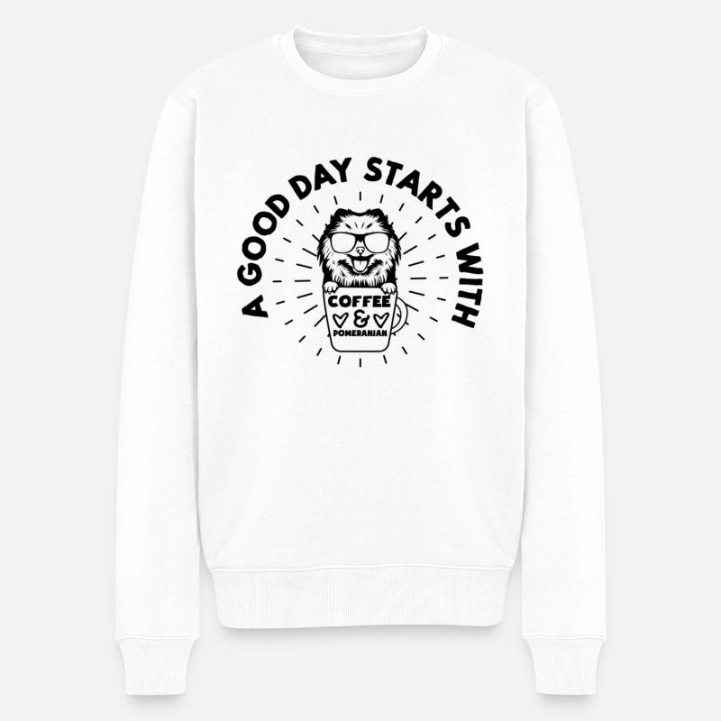 Spitz Pomeranian Zwergspitz Chien - Pull Premium bio Homme - blanc