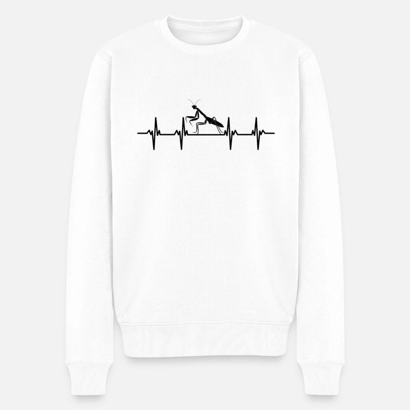 Insekten Fangschrecke mantis grün Gottesanbeterin - Männer Premium Bio Pullover - Weiß