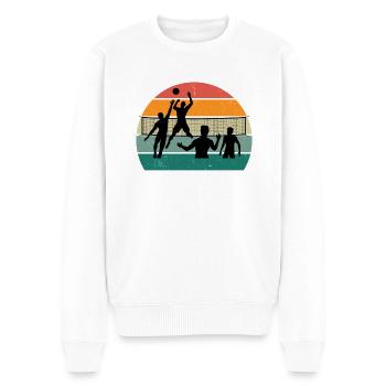 Volleyballerin Schmetterball Volley Volleyball - Männer Premium Bio Pullover - Weiß - Vorne - Thijin (182cm)