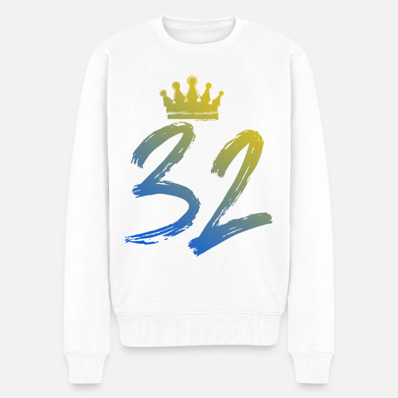 32 Couronne numérique - Pull Premium bio Homme - blanc