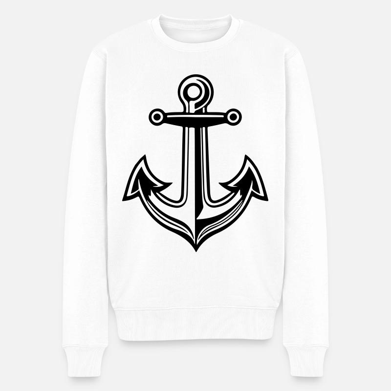 Anker Symbol Hafen - Männer Premium Bio Pullover - Weiß