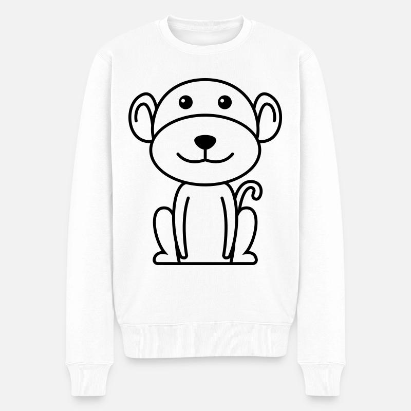 Affe Comic Tier - Männer Premium Bio Pullover - Weiß