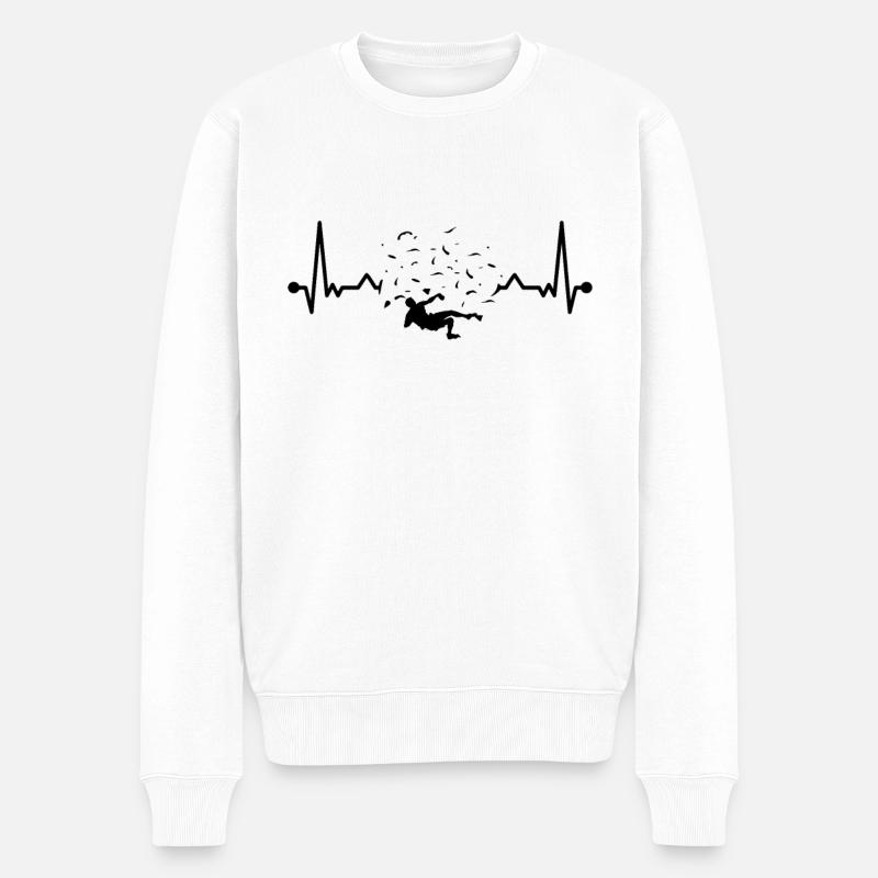 Bouldern Boulderer Herzschlag - Männer Premium Bio Pullover - Weiß
