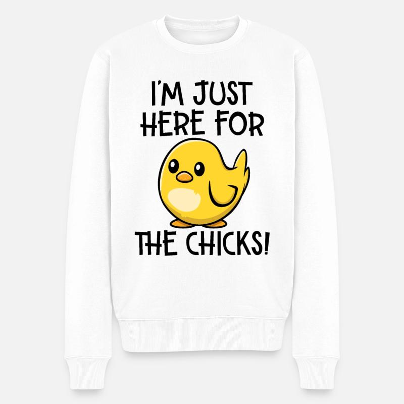 Juste ici pour les poussins - Pull Premium bio Homme - blanc