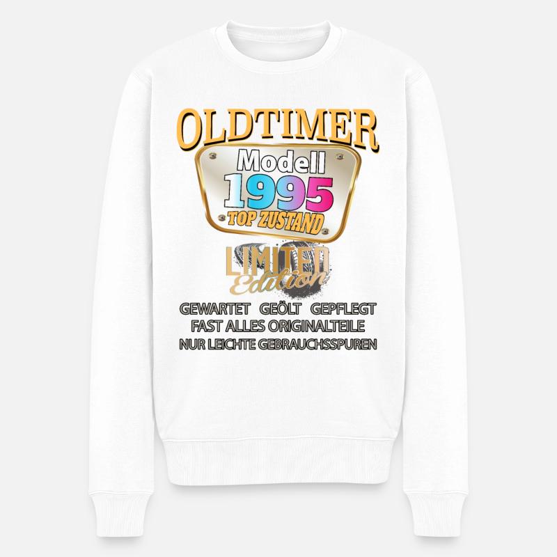 Oldtimer Modell 1995 gut erhalten lustig Geburtsta - Männer Premium Bio Pullover - Weiß