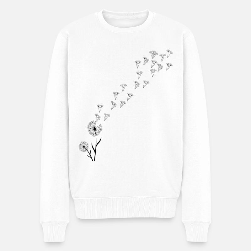 Löwenzahn Pusteblume - Männer Premium Bio Pullover - Weiß