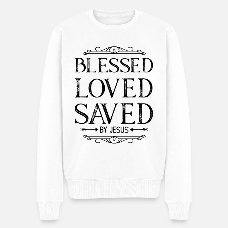 segen bibel liebe - Männer Premium Bio Pullover - Weiß